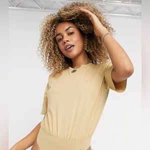 ASOS collision crew neck bodysuit padded shoulder